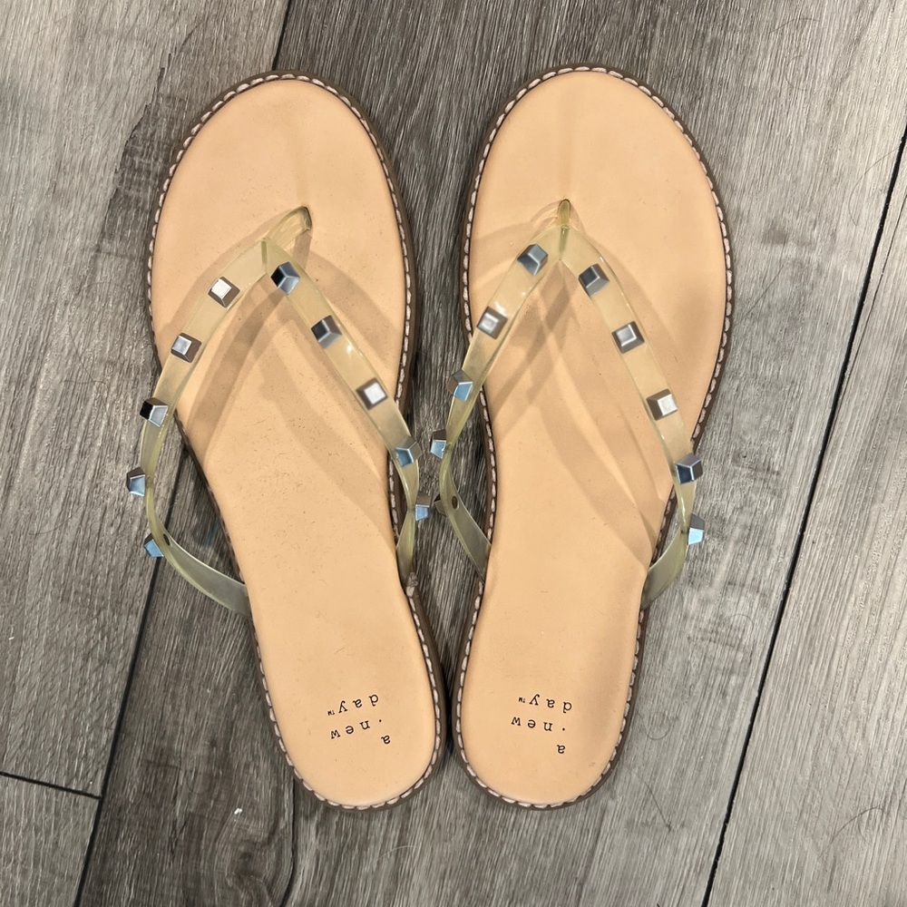 a new day Beige Sandals with Silver Accents